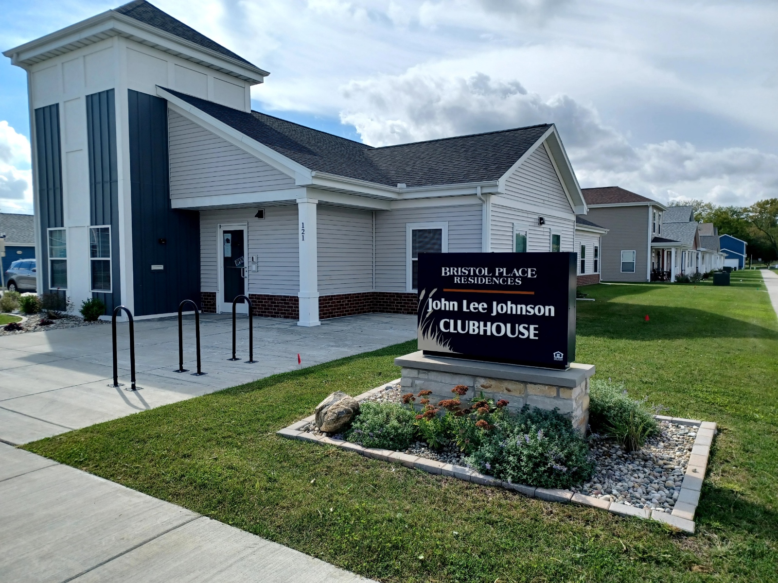 An outside view of the Bristol Place clubhouse